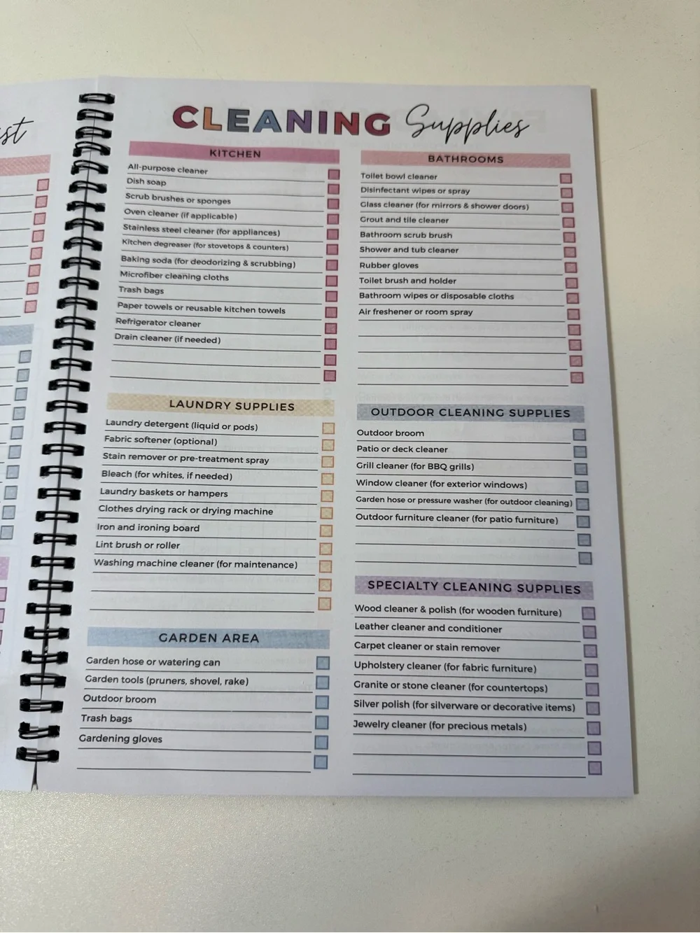 ADHD Cleaning Planner Notebook - Black & White
